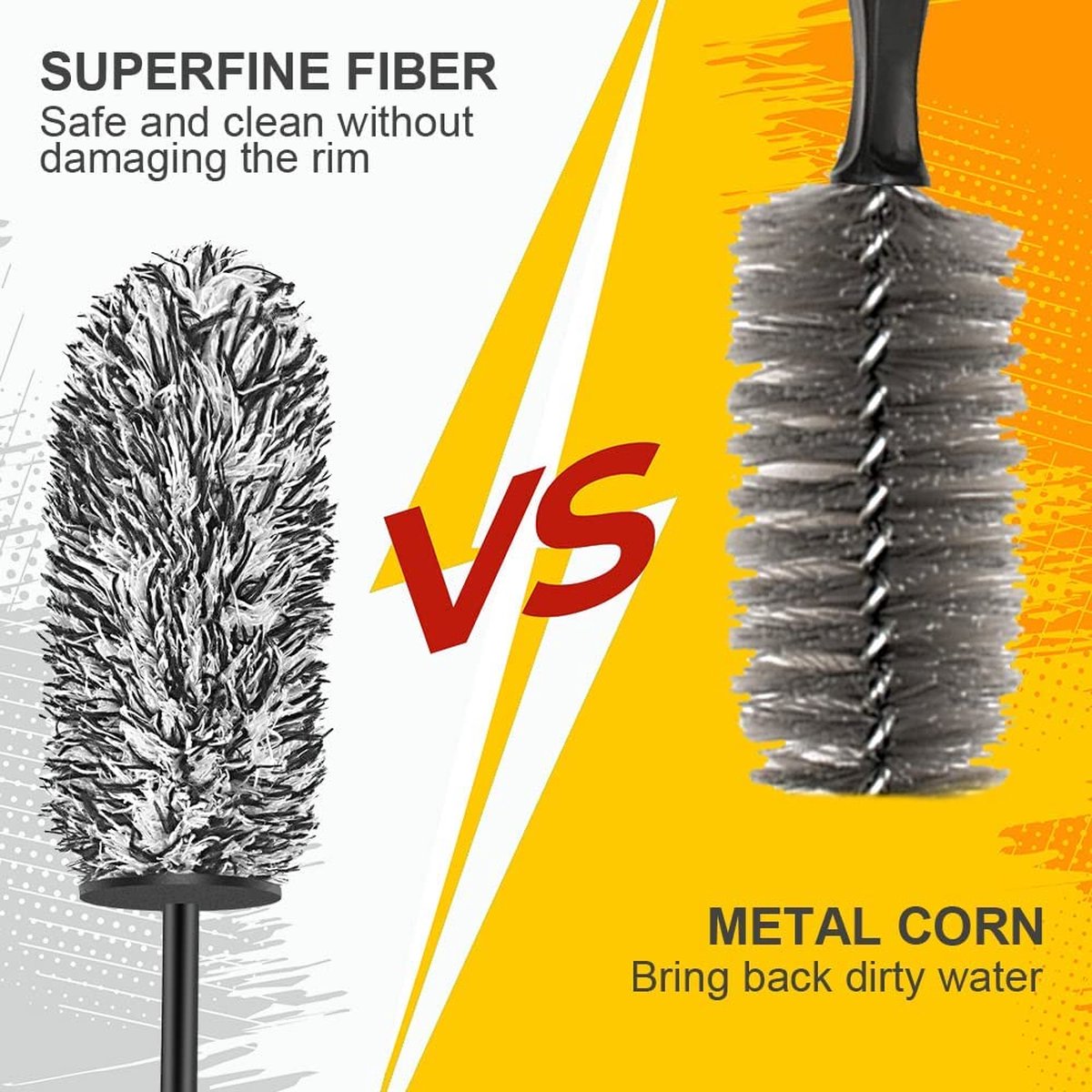 Barrel Blade Microfiber Wielborstel - Platte Kop Met Afneembare Cover Voor Diepe Velgenreiniging