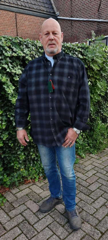 GCM Overhemd Corduroy Zwart/grijs 5XL