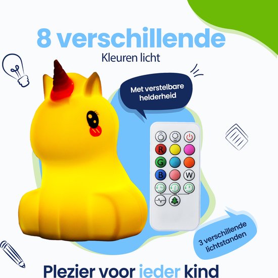 Kadoing® Eenhoorn Nachtlamp (Groot) - met Tikfunctie en Afstandsbediening - Oplaadbaar - Nachtlampje Baby - Speelgoed Cadeau Kinderen - Premium Kinderlamp van Kadoing — afbeelding 4