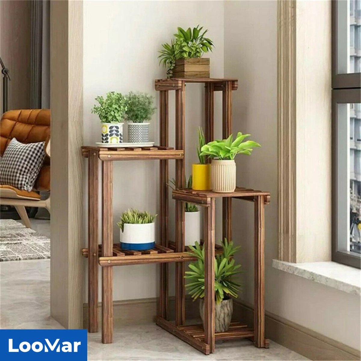 LooMar Plantenrek – Plantentafel – Plantenstandaard / Plantenhouder – Voor Binnen en Buiten – Grenen Hout