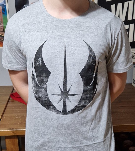 T-Shirt Star Wars - Grey with Black Jedi Order Logo - Size L