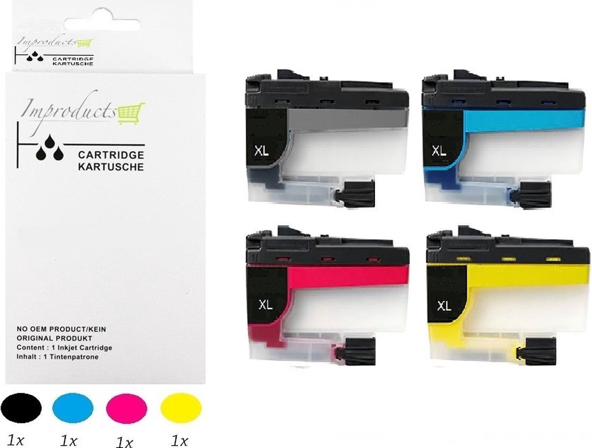 Improducts® Inkt cartridges - Alternatief Brother LC-427XL LC 427 bk/c/m/y multipack inktcartridges o.a.Brother HL-J 6010 HL-J 6010DW MFC-J 5955 MFC-J 5955DW MFC-J 6955 MFC-J 6955DW MFC-J 6957 MFC-J 6957DW lc-427XLval
