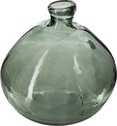 Atmosphera bloemenvaas Genua - Organische bol fles vorm - groen transparant - glas - H22 x D21 cm