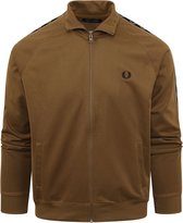 SINGLES DAY! Fred Perry - Taped Track Jacket Carbon Bruin - Heren - Maat M - Regular-fit