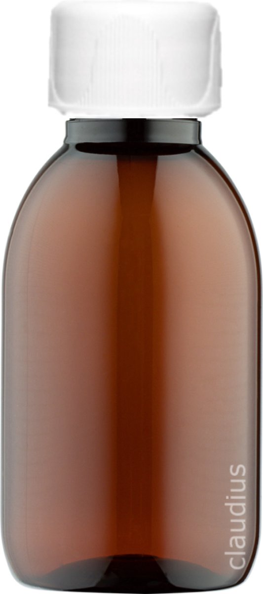 Lege Plastic Fles 125 ml PET Amber bruin - met witte ribbeldop - set van 10 stuks - navulbaar - leeg