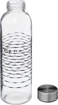 5Five Glazen waterfles/drinkfles/sportfles - helder transparant - met RVS dop - 500 ml