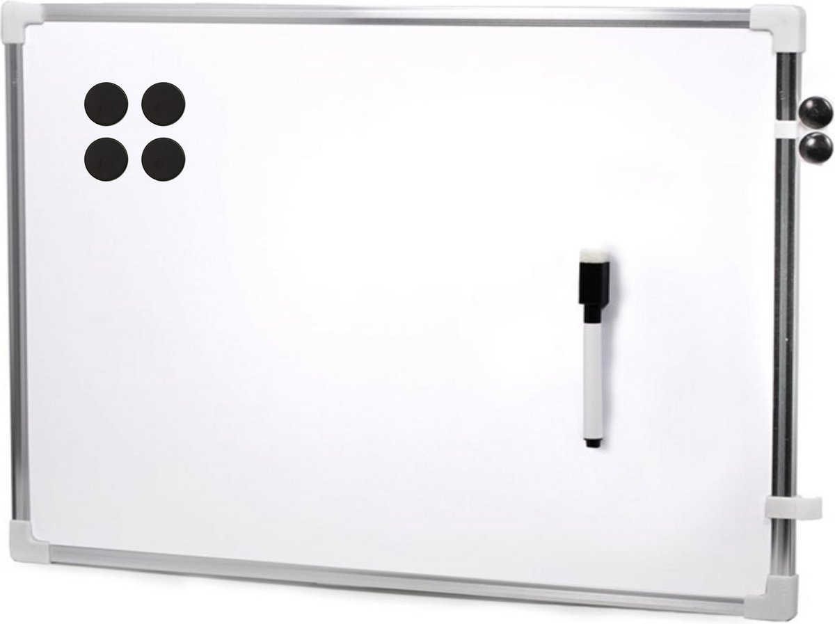 Magnetisch whiteboard/memobord met marker/magneten extra sterk - 60 x 40 cm
