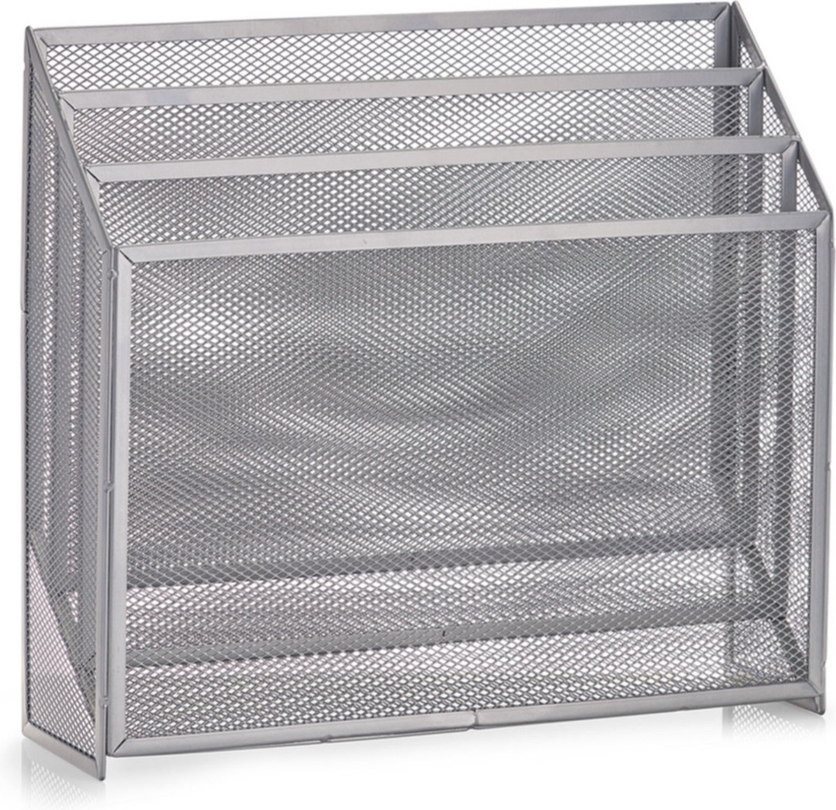Zeller tijdschriftenrek/houder - grijs - 32 x 30 cm - metaal Zilver