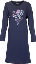 Medaillon Dames Nachthemd - 100% Katoen - Blauw - Maat L