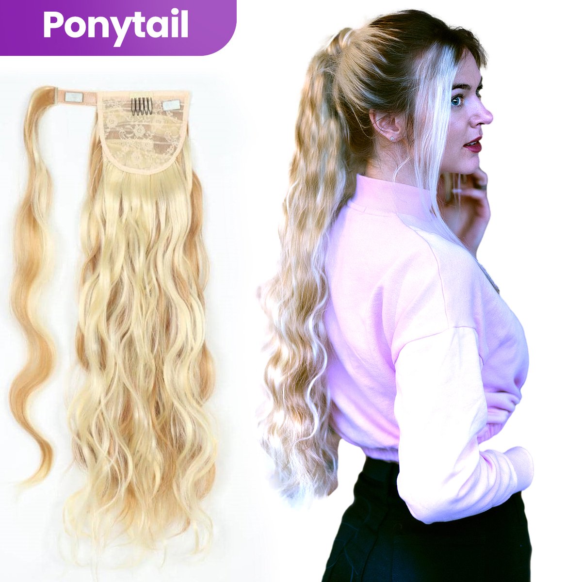 Wrap Around Ponytail Haar Extensions Paardenstaart Extension - Haarstuk - Licht blond - 70 cm