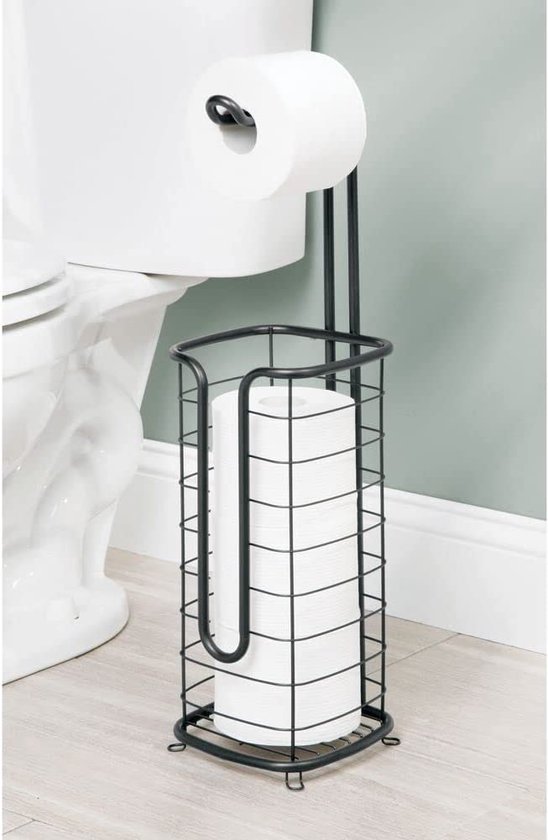 Toiletrolhouder voor de badkamer - vrijstaand - met extra bergruimte voor  extra... | bol.com