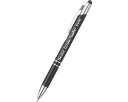 beste basketballer ever pen - zwart - gegraveerd - Basketbal - sporter - pen met tekst - leuke pennen - grappige pennen - sportpennen - sporter cadeau - cadeau - bedankje - afscheidscadeau teamgenoot - welkomst cadeau - met soft touch