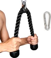 Tricep Touw - Tricep Rope - Triceps Trainer - Trekkoord voor Krachtstations - Press Down - Fitness - Zwart - Nylon