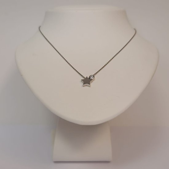 Zilveren kettinkje - ster - zirkonia - 925dz - sale Juwelier Verlinden St. Hubert - van €134,= voor €109,=