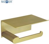 Toiletrolhouder met deksel/plankfunctie Nofer - Geborsteld goud