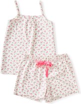 Little Label Pyjama Dames Maat M/38-40 - roze, wit - Bloemetjes - Shortama - Zachte BIO Katoen