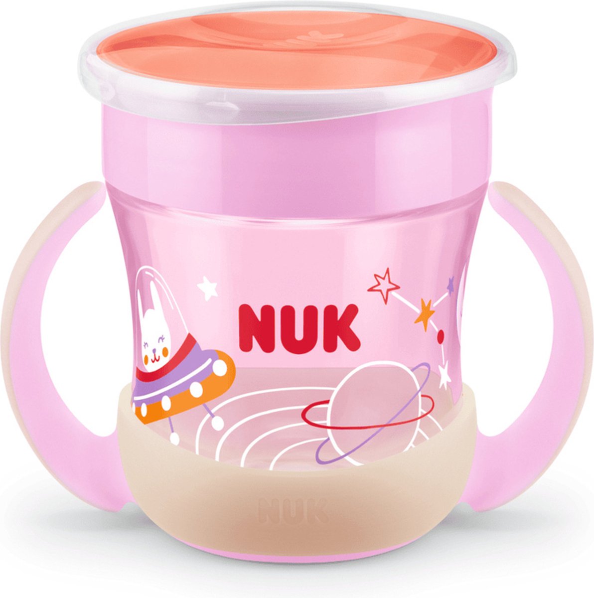 Tasse verre ANTI-FUITE et bord 360° avec poignée - Cup Baby - Rose