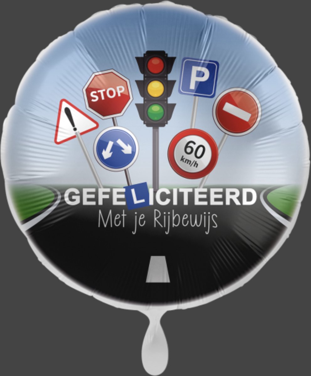 Folieballon - Gefeliciteerd Rijbewijs - 45 cm - Helium- en Luchtvulling