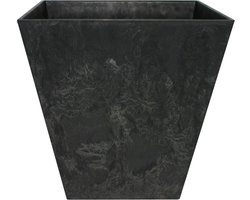Ter Steege Bloempot - vierkant - gerecycled kunststof - zwart - D15xH15 cm - plantenpot