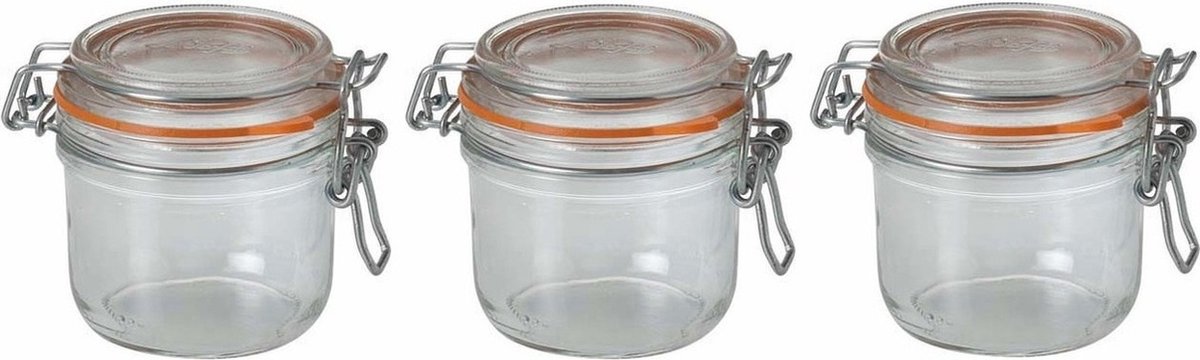 Pakket van 8x stuks weckpotten/inmaakpotten met klepdeksel 0.2 liter