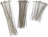 Kabelbinders/tie-wraps pakket wit 300x stuks in 3 verschillende formaten 18 cm(100x) - 28 cm(100x) - 40 cm(100x)