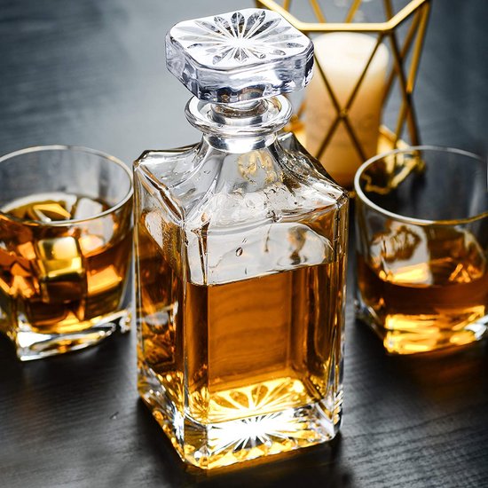 QCLUEU Haan Whisky Karaf, Whisky Kristallen Glazen Karaf, 500 ml / 1000 ml haanvormige loodvrije glazen fles, Mannen Geschenken, Party Bar Whisky Accessoires voor Scotch, Bourbon, Vodka, Gin, Rum