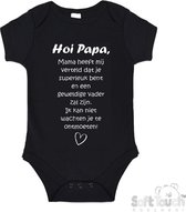 100% katoenen Romper met Tekst "Hoi Papa..." - Zwart/wit - Maat 62/68 Zwangerschap aankondiging - Zwanger - Pregnancy announcement - Baby aankondiging - In verwachting
