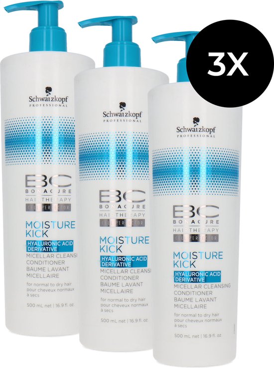 Schwarzkopf Bonacure Hairtherapy Moisture Kick Micellar Cleansing Conditioner - 3 x 500 ml