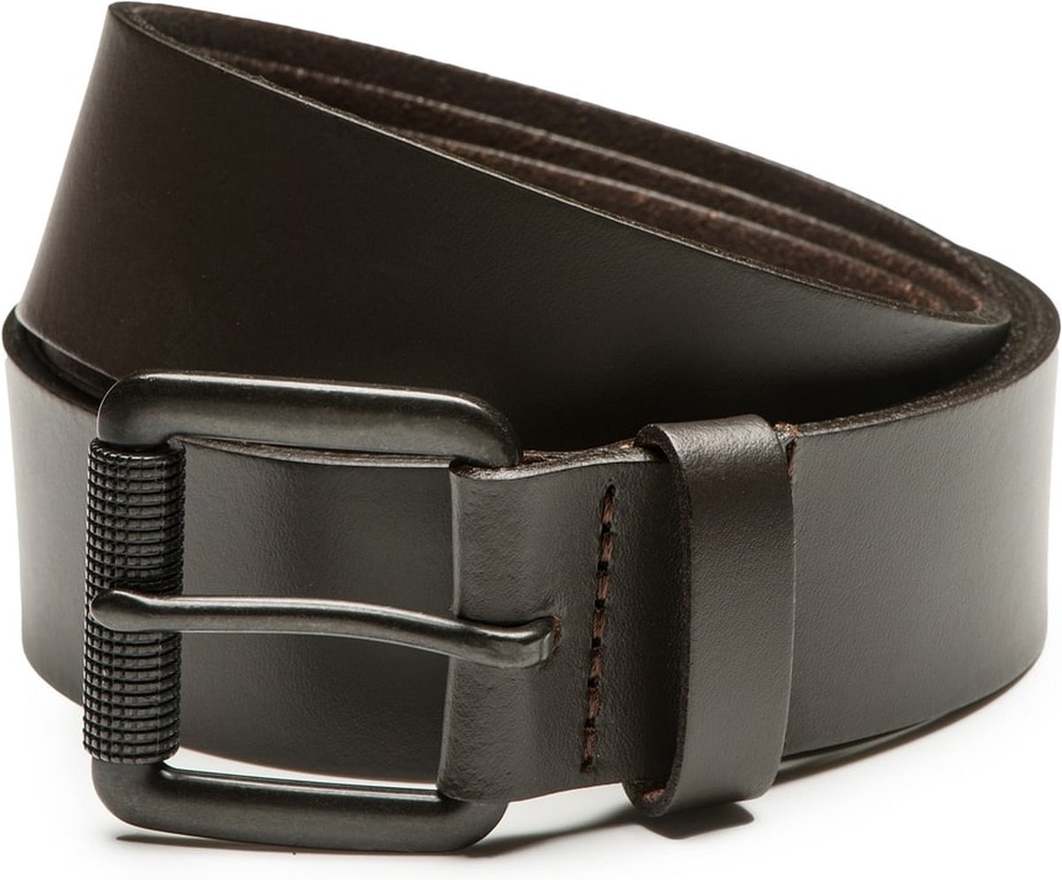 Heren riem Lyam van 100% echt leer - donkerbruin – zwarte gesp - 3,5cm ...