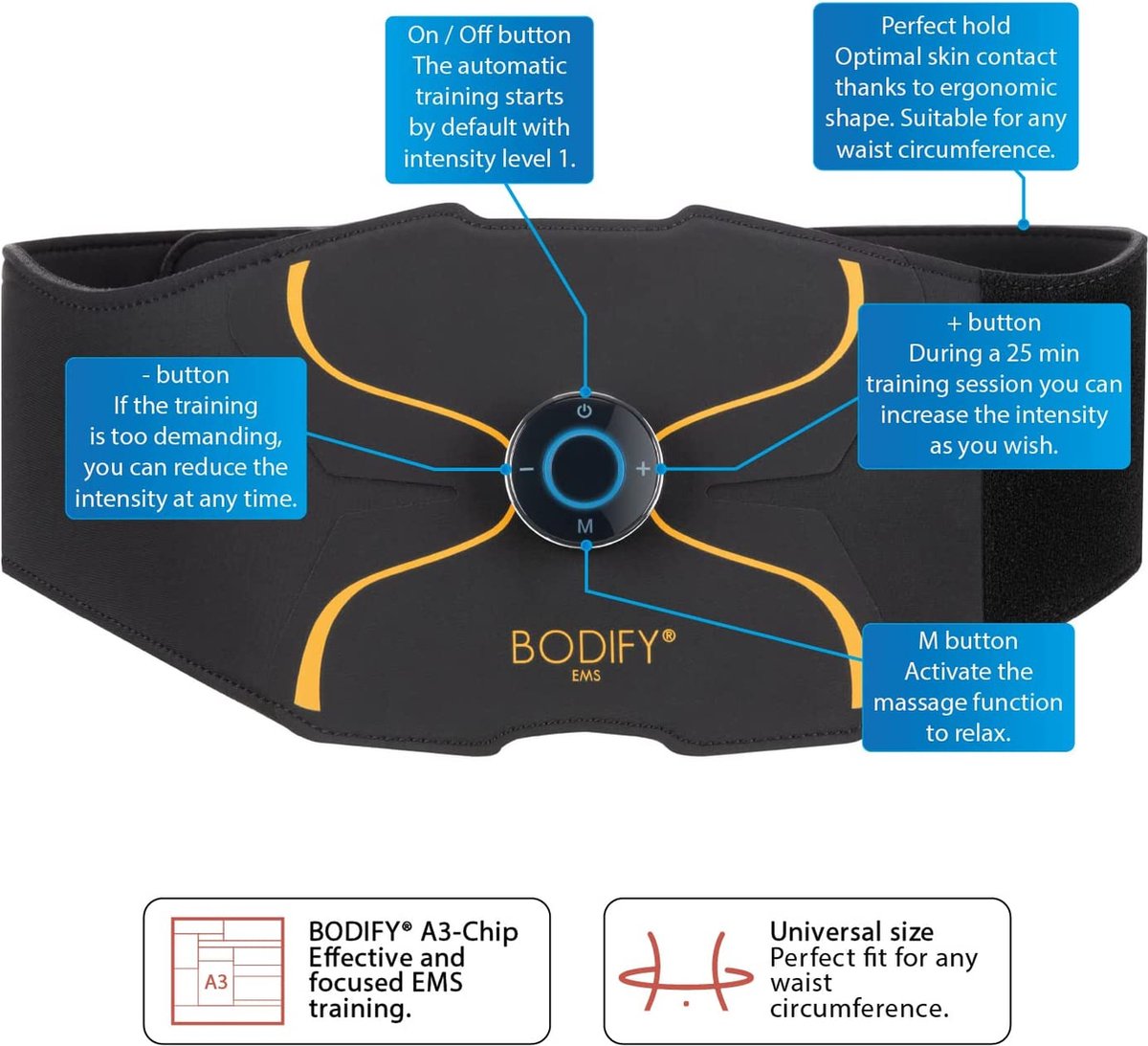 Bodify Originele reservepads set van 2 (zonder controller) voor EMS buiktrainer Pro - buikspiertrainer voor mannen en vrouwen