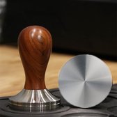 Koffiestamper 51 mm, espresso-stamper van roestvrij staal, tamper, echt houten handvat, espresso-stempel, met siliconen mat, barista-set
