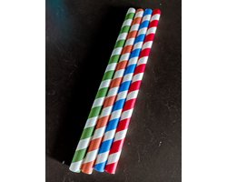 35 stuks 12 mm x 230 mm kleuren mix Bubble Tea papieren rietjes (FSC) gekleurde drinkrietjes (zonder 45° snede) - Dikke rietjes 100% afbreekbaar boba rietjes