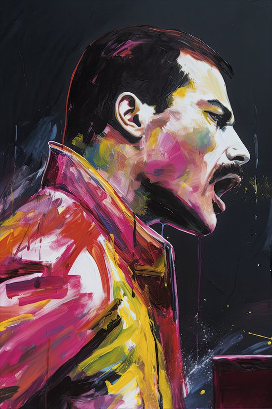 Freddie Mercury Poster - Muziekposter - Queen - Abstract Poster - Bohemian Rhapsody - 61x91cm - Geschikt om in te lijsten