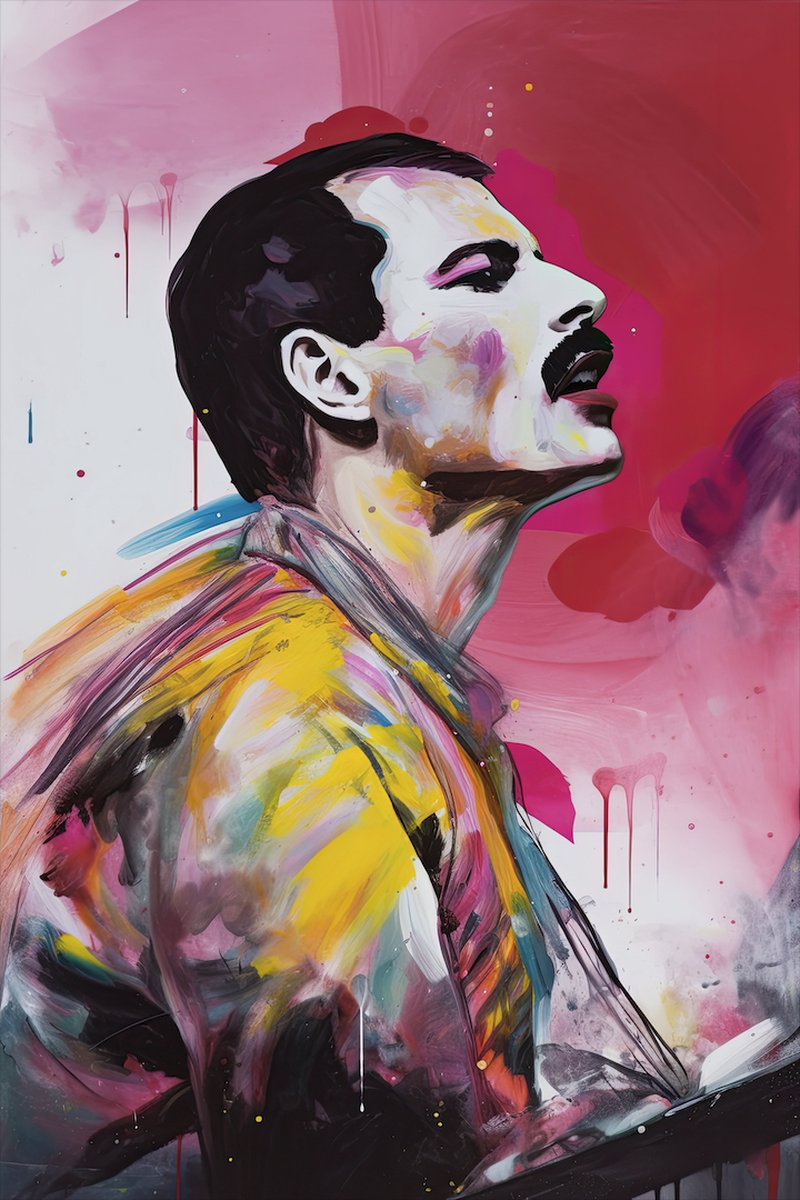 Queen Poster - Muziek - Freddie Mercury - Abstract - posters - formaat 60x90cm - 33