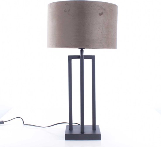 Lampe de table noir avec abat-jour blanc 35 cm réglable - Parte