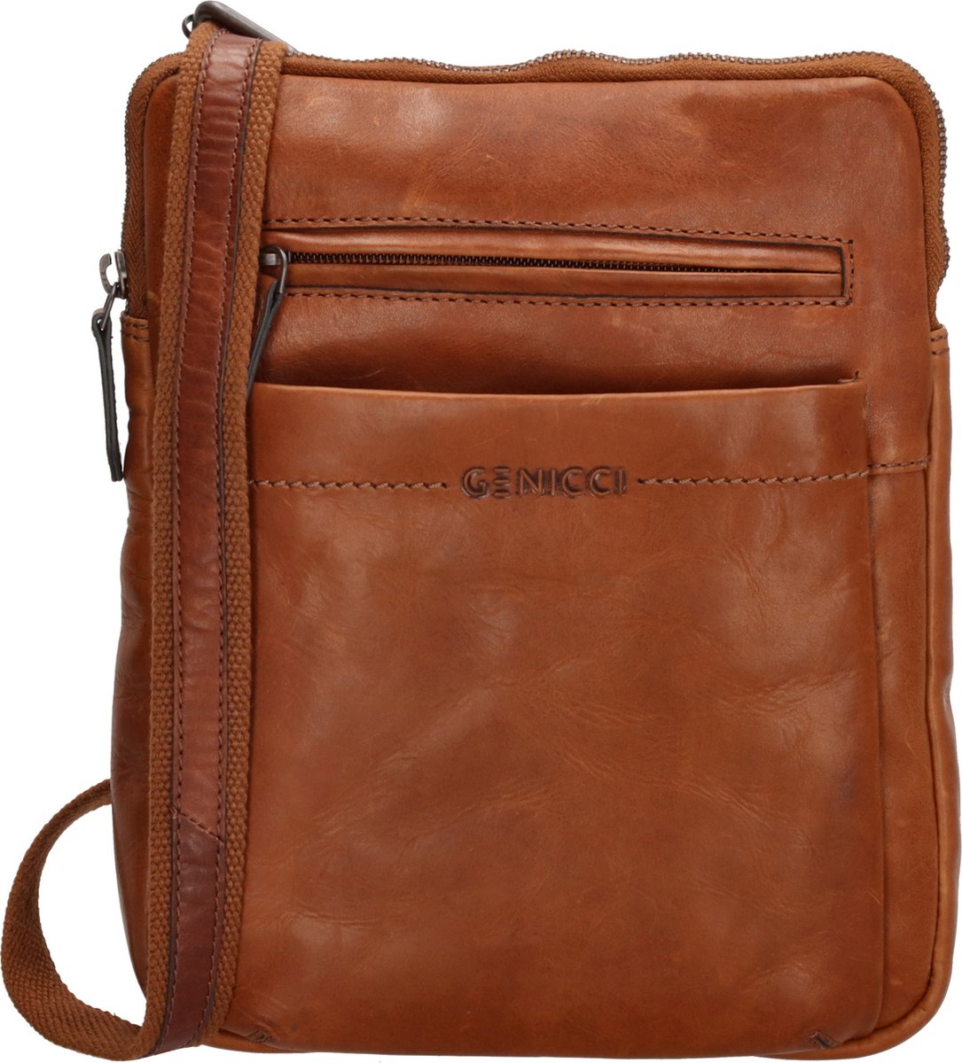 Genicci Medium Crossbodytas / Schoudertas Leer - Noble - Cognac