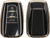 kwmobile autosleutel hoesje geschikt voor Toyota 3 knops RAV4 CHR Corolla 2021 Yaris Hilux - autosleutel behuizing in zwart / goud