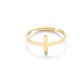 ring - kruis - religieus- goudkleurig - stainless steel - unisex - cadeau - Liefs Jade