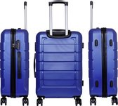 Travelsuitcase - Koffer Como - Reiskoffer met cijferslot en wielen - Stevig ABS - ca 87 Liter - Blauw - Maat L ca 77x50x28 cm