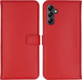 Selencia Hoesje Geschikt voor Samsung Galaxy A14 (5G) / A14 (4G) Hoesje Met Pasjeshouder - Selencia Echt Lederen Bookcase - Rood