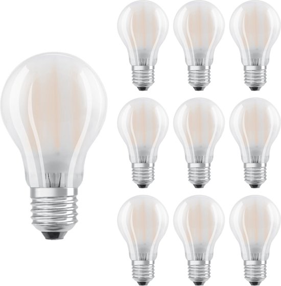LED Filament lampen E27 met matte coating - Dimbaar warm wit licht - 5W (40W) - 10PACK