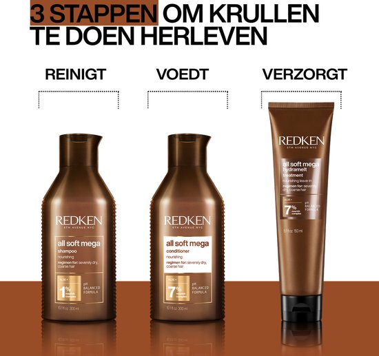 Redken All Soft Mega Curls Shampoo – Voedende shampoo voor krullen en kroeshaar – 300 ml