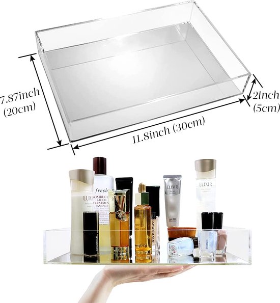 2 Plateaux Décoratifs Argentés - Acier Inoxydable - Pour Salle De Bain, Bijoux, Cosmétiques - Design Ovale