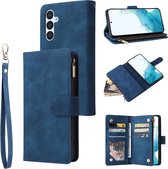 Telefoonhoesje geschikt voor Samsung Galaxy A54 5G - Portemonnee met rits - book-case hoesje - ruimte voor 6 pasjes - blauw