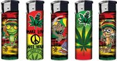 Tobaliq Briquet Piezo Électronique "Rasta & Puff Cannabis" Designs (Lot de 5)