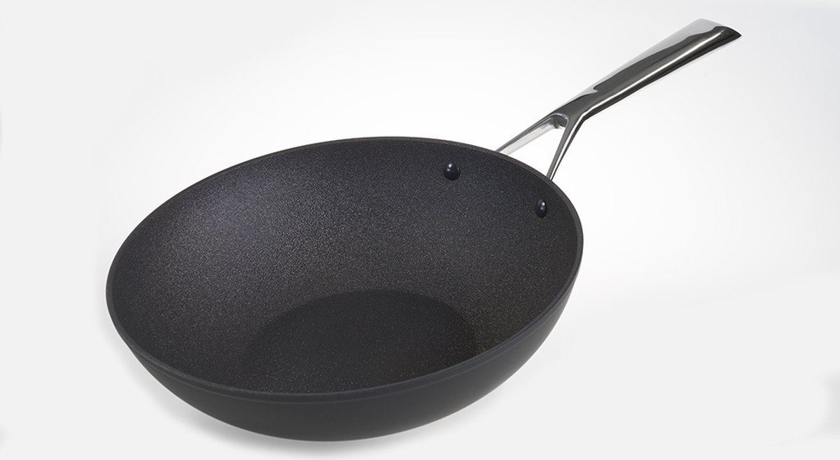 Materia wok - wokpan 28cm – Bakpan – Inductie pan – Keramische pan – Zwart