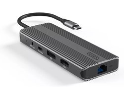 Professional Multipoort adapter met 2 x HDMI + 2 x USB 3.0 + Ethernet + Kaartlezer+ 2 x USB-C + 3.5mm audio