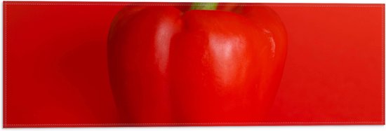 Vlag - Rode Paprika tegen Rode Achtergrond - 60x20 cm Foto op Polyester Vlag