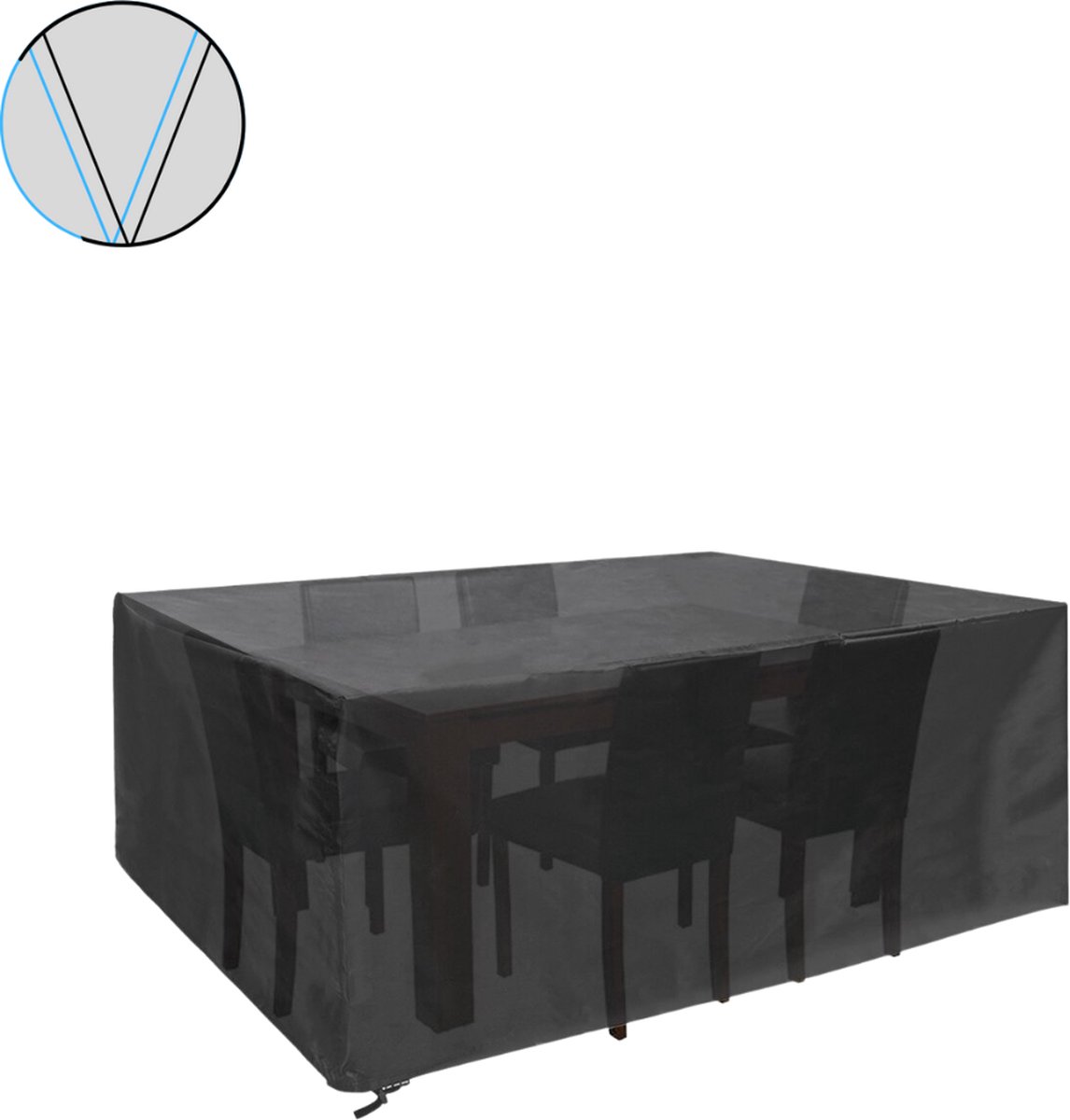 Beschermhoes voor tuinmeubelen, 300 x 160 x 100 cm/l x b x h, tuintafelhoes, 420D Oxford-overtrek voor tuinmeubelen, waterdicht, dekzeil voor tuinmeubelen, met touw en gesp