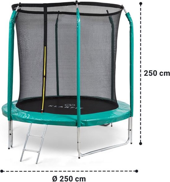 Trampoline KLARFIT Jumpstarter Ø 2,5 m filet 120 kg max.Vert foncé
